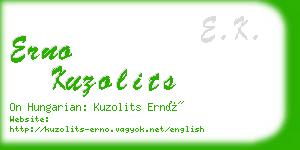 erno kuzolits business card